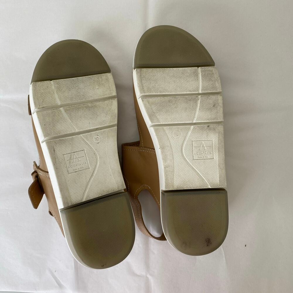Aquatalia Sydni Nude Leather Flatform Wedge Sandals Size 10 - Picture 10 of 12